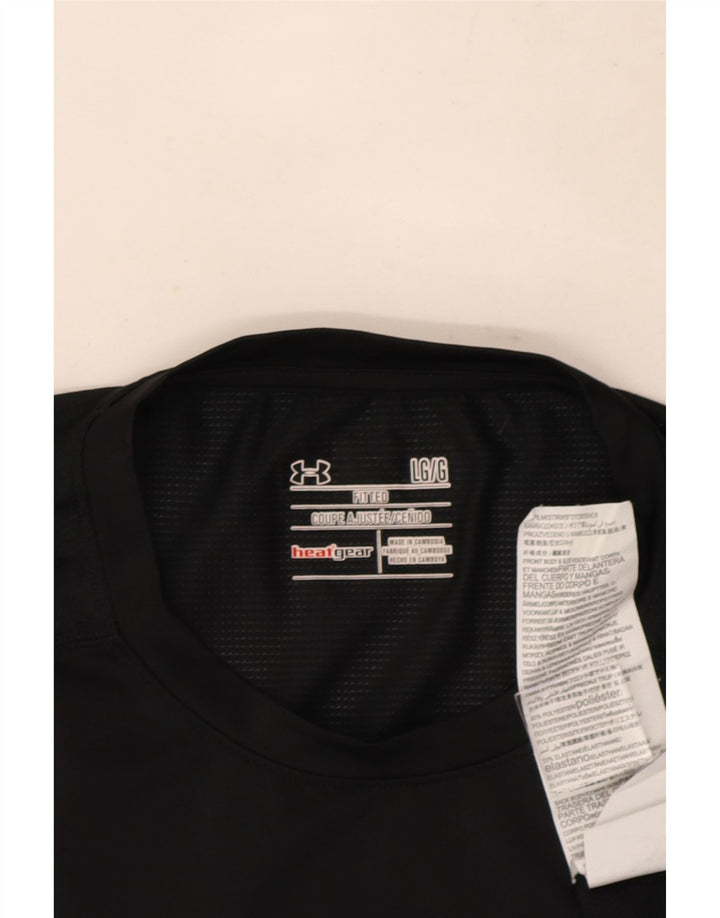 Under Armour Herre Heat Gear T-Shirt Top Stor Sort Polyester