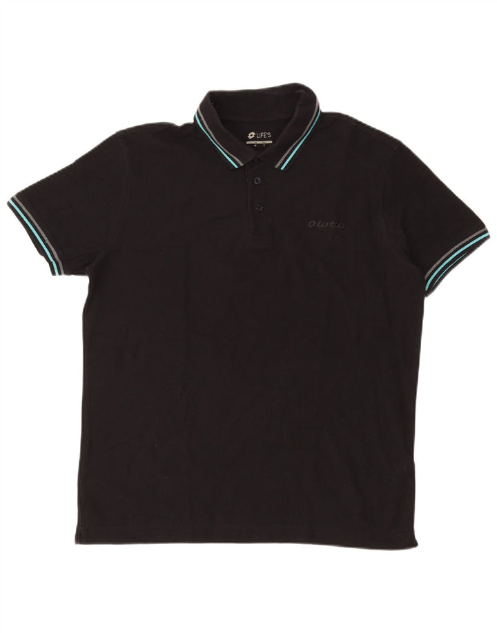 LOTTO Mens Polo Shirt Small Black Cotton
