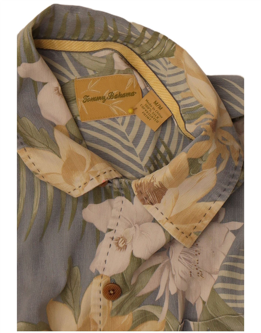 Tommy Bahama Kortærmet Herreskjorte Medium Grey Floral Bomuld