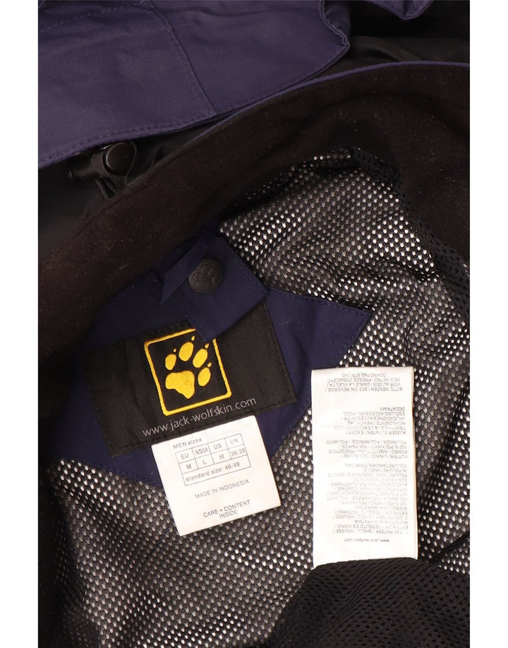 JACK WOLFSKIN Regnjakke til mænd UK 36/38 Medium Navy Blue Colourblock