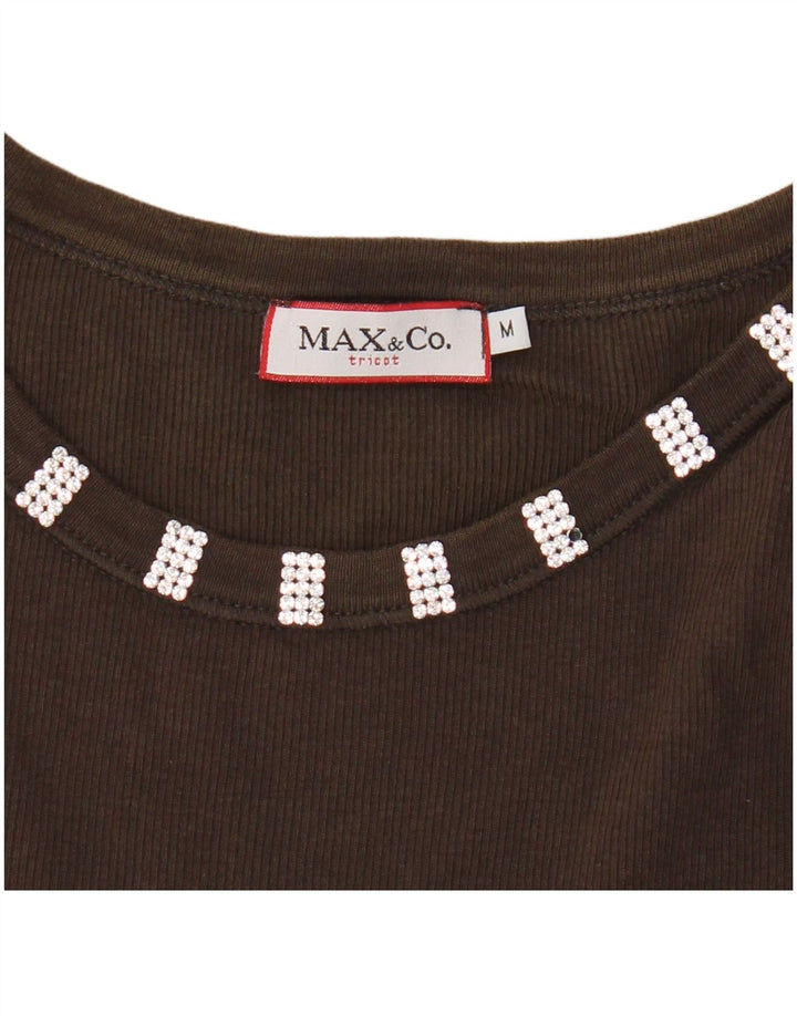 Max & Co. Dame Tricot Crop Vest Top UK 12 Medium Brun