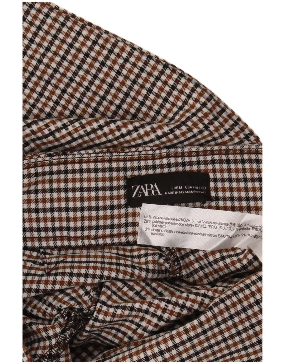 Zara Dame Skinny Casual Bukser Medium W30 L30 Flerfarvet Gingham