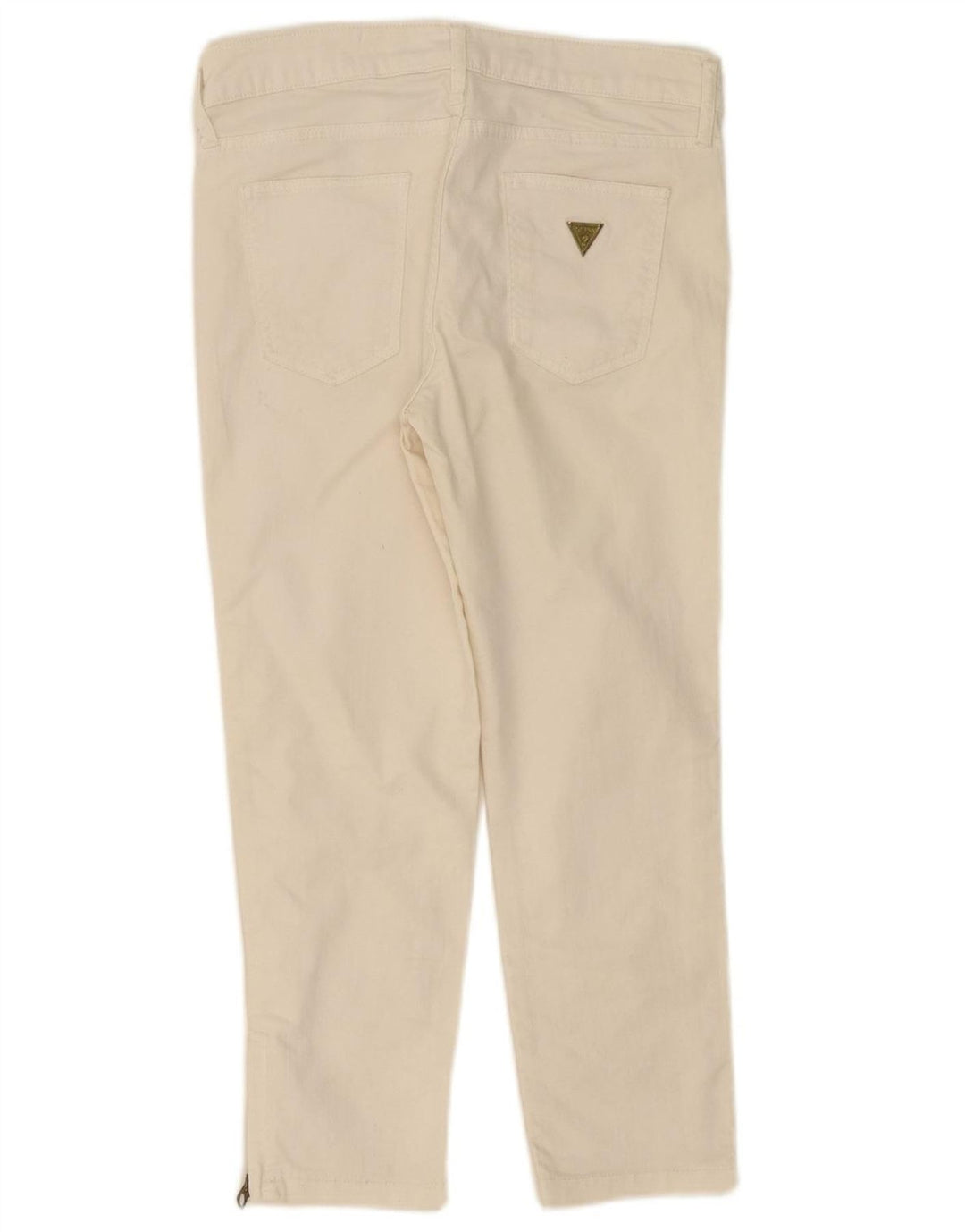 GUESS Womens Slim Cropped Trousers W31 L24 Off White Cotton