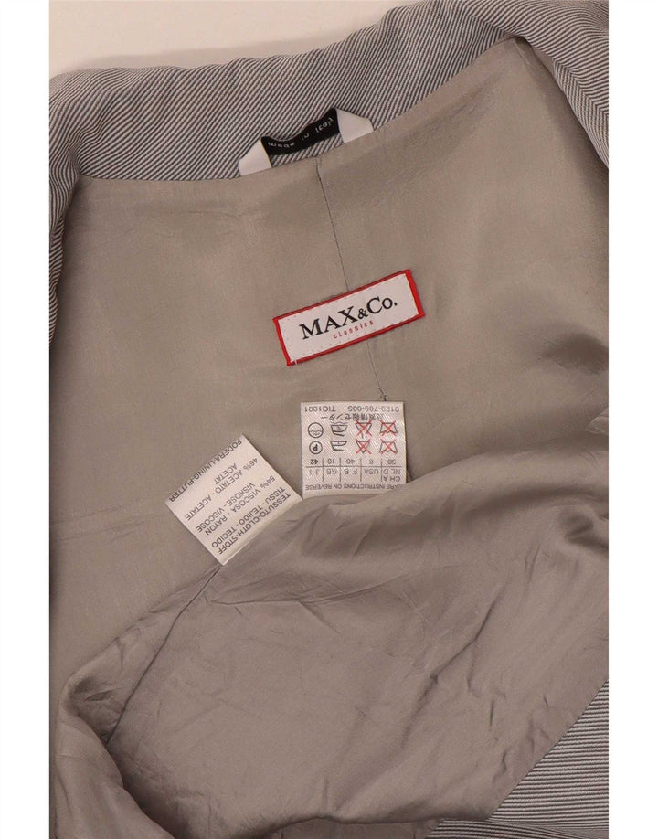Max & Co. Dame Longline 3-knaps blazerjakke UK 10 Small Grey Viscose