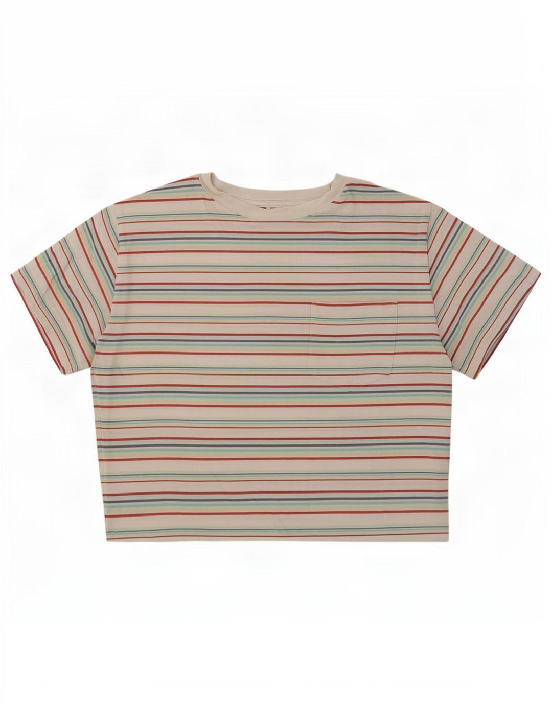 Levi's Womens Crop T-Shirt Top UK 14 Mellem flerfarvet stribet bomuld