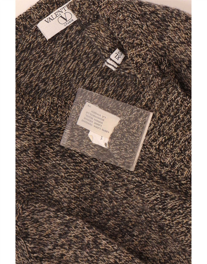 Valentino Herre V-hals sweater XL Brun Flecked Uld