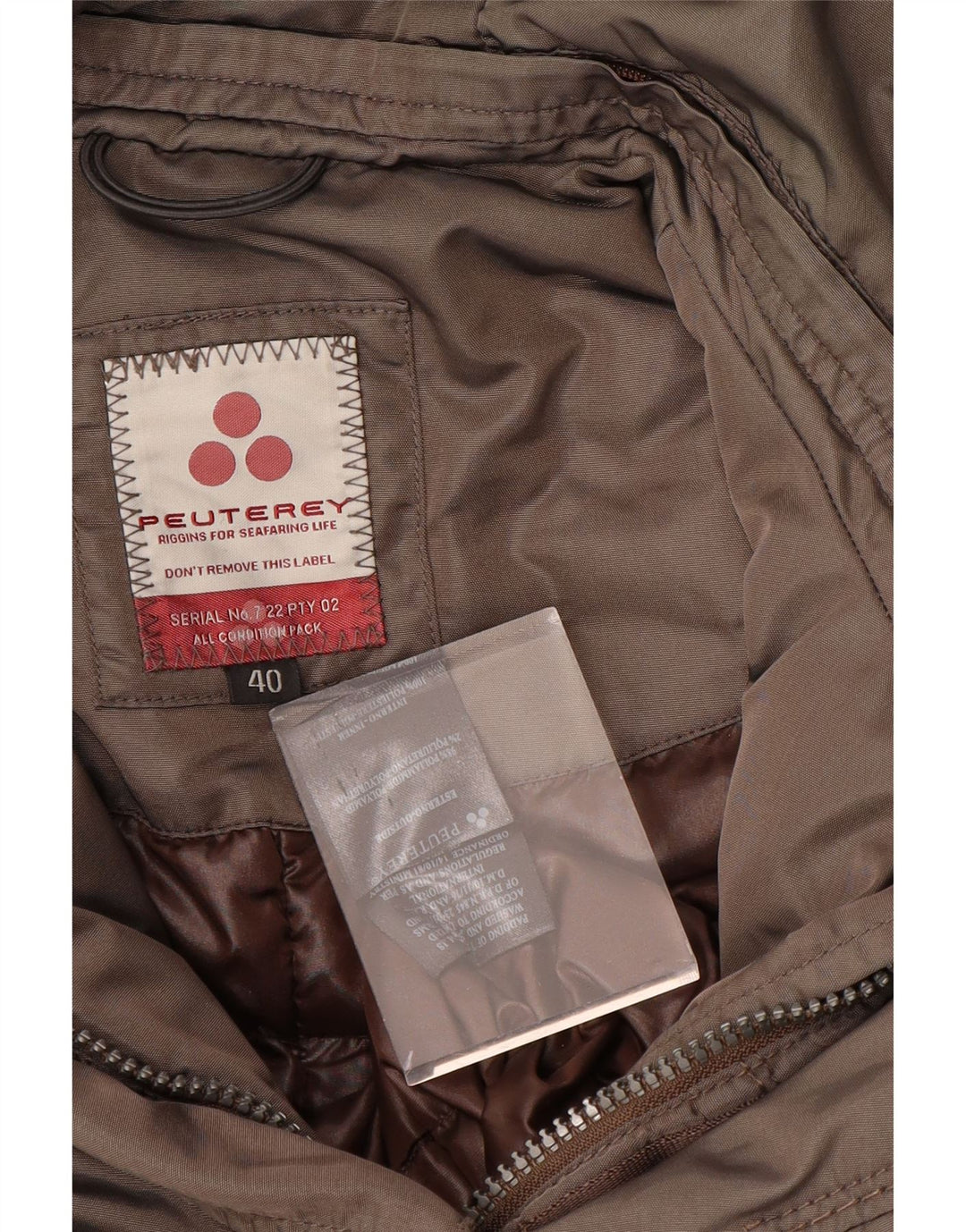 PEUTEREY Polstret frakke med hætte til kvinder IT 40 Small Khaki Polyester