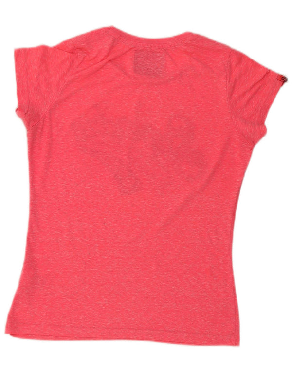 Superdry Grafisk T-shirttop til kvinder UK 14 Medium Pink Flecked Bomuld