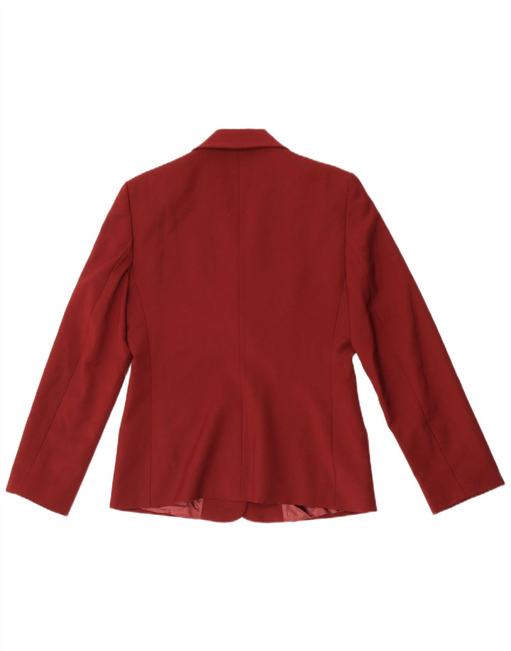 Benetton Dame 3 Button Blazer Jacket IT 42 Medium Burgundy Polyester
