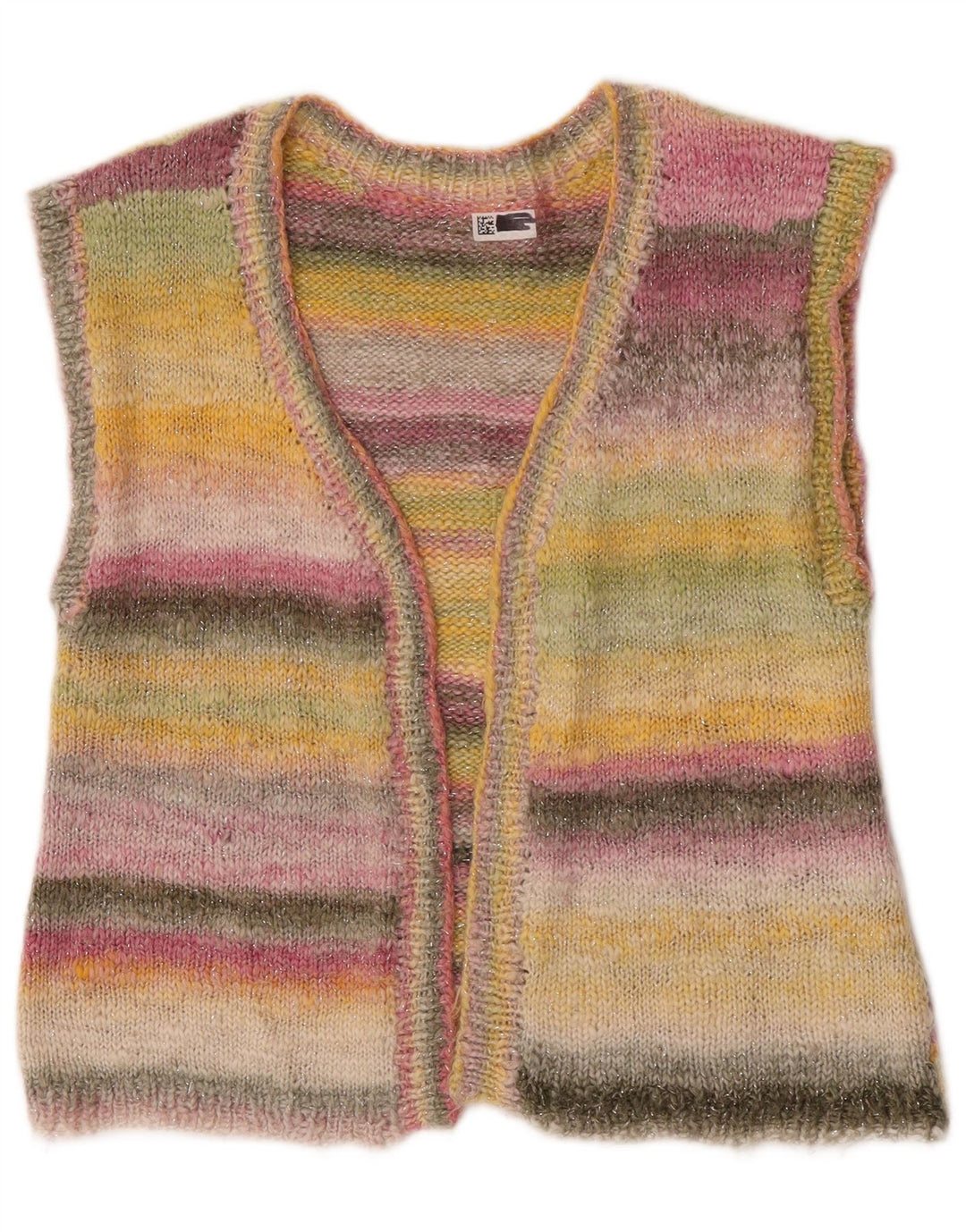 Vintage ærmeløs cardigan sweater til kvinder UK 14 Medium Flerfarvet