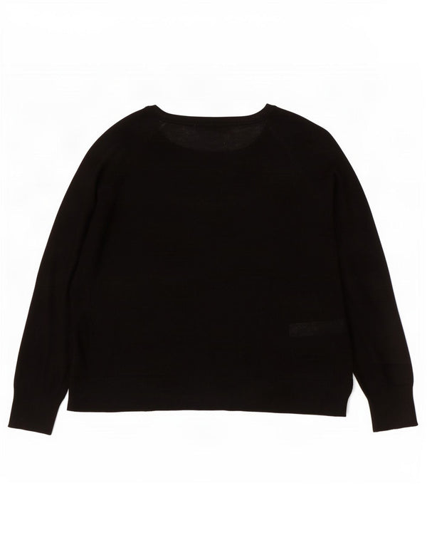 Zara Dame Boat Neck Jumper Sweater UK 14 Medium Black Viscose