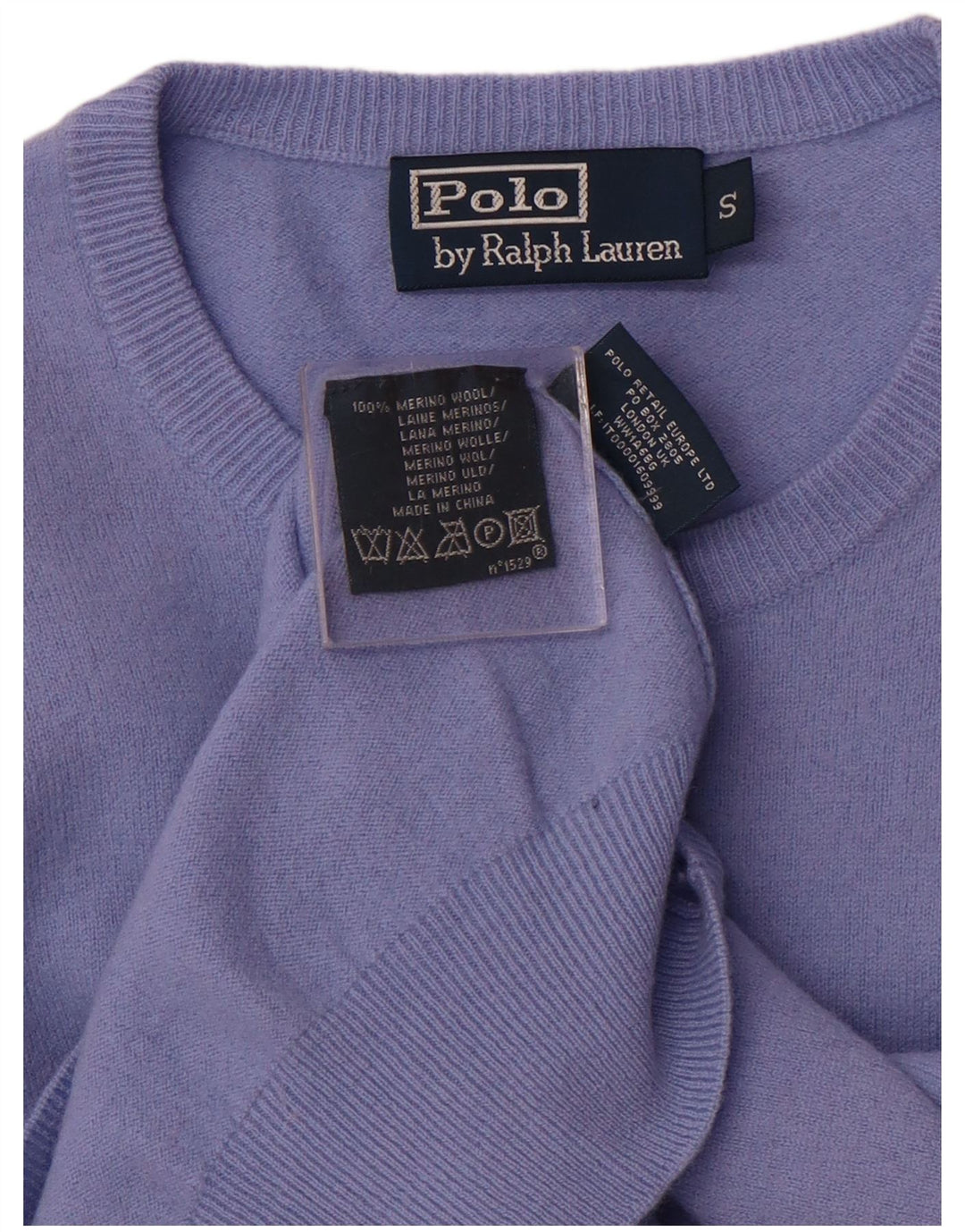 POLO RALPH LAUREN Herre sweater med rund hals, lille lilla merinould