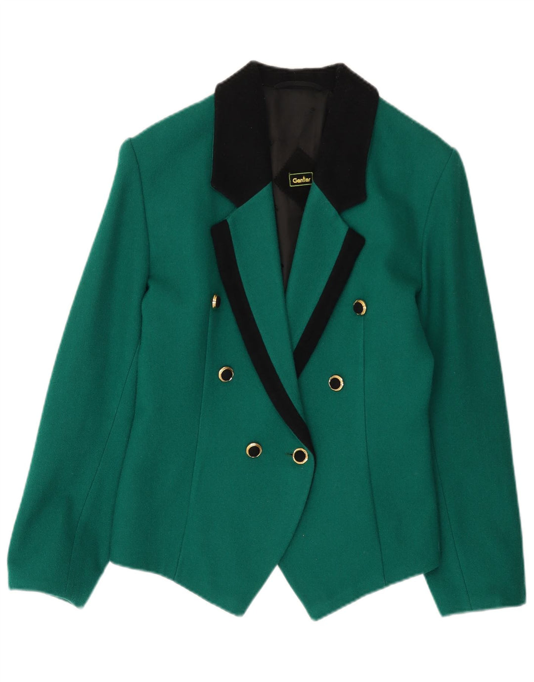 Vintage Dame Dobbeltradet Blazer Jacket UK 14 Medium Green