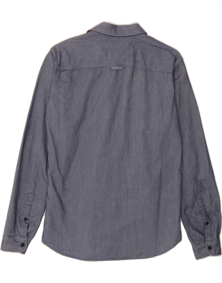TOMMY HILFIGER Mens Slim Fit Shirt Small Navy Blue Cotton Vintage Tommy Hilfiger and Second-Hand Tommy Hilfiger from Messina Hembry 