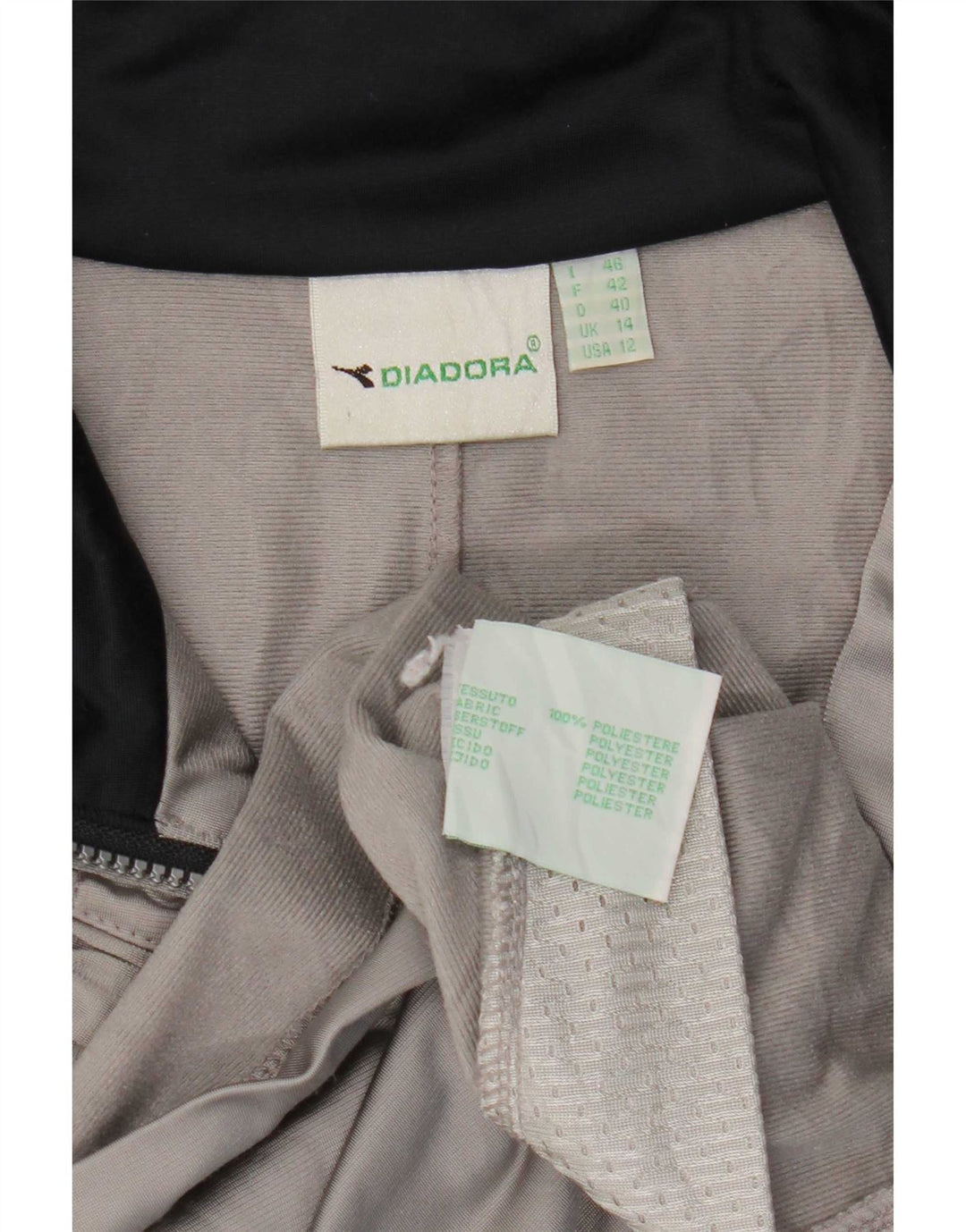 Diadora Womens Oversized træningsdragt Topjakke UK 14 Stor grå farveblok