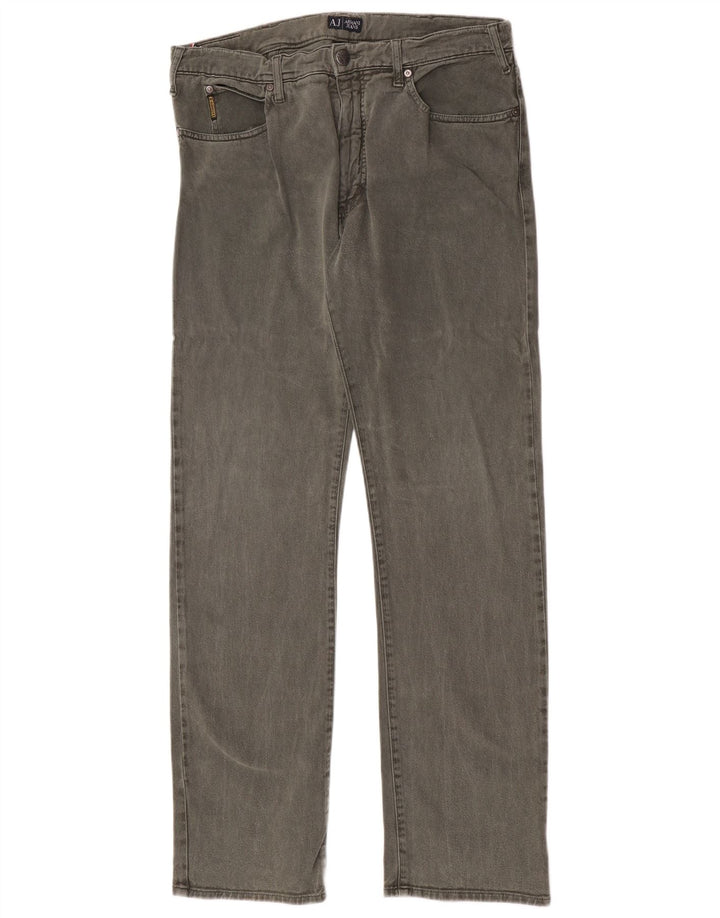 Armani Straight Jeans til mænd W36 L34 Grøn bomuld