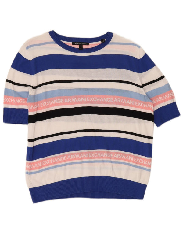 Armani Exchange Dame Grafisk Boat Neck Jumper Sweater UK 14 Medium Multic