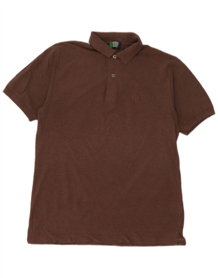 Sergio Tacchini Herre poloshirt IT 52 Stor brun bomuld