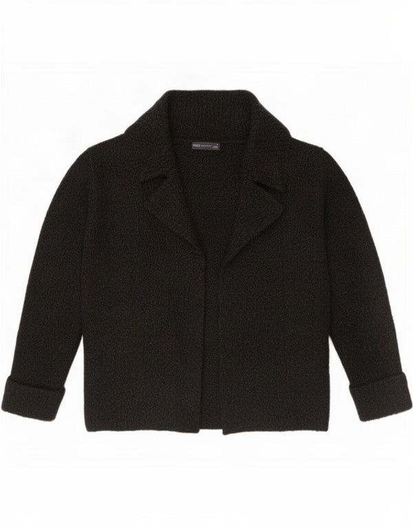 Marks & Spencer Womens Open Cardigan Sweater UK 12 Medium Black Acryl