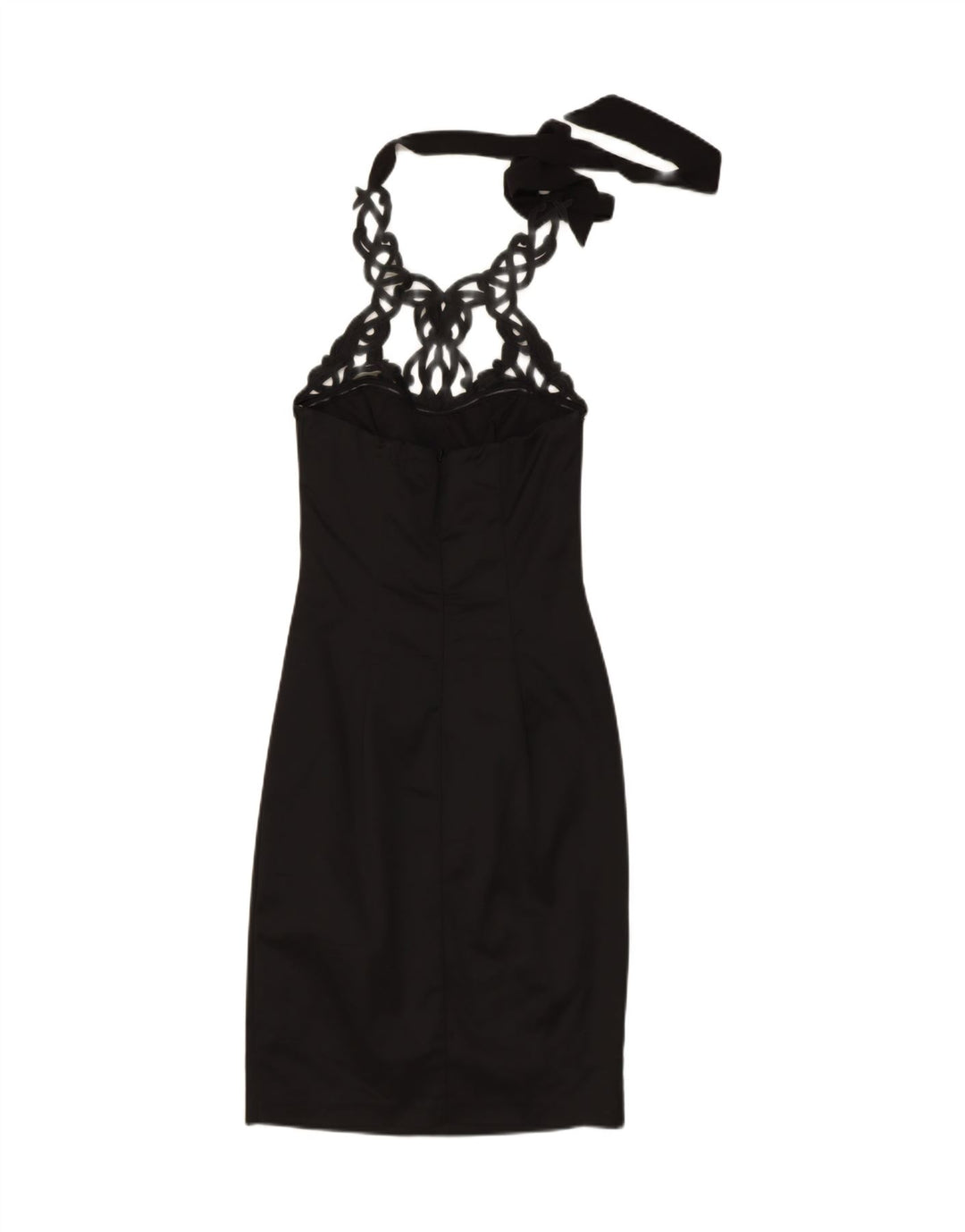 VINTAGE Womens Halter Bodycon Dress IT 44 Medium Black Polyester