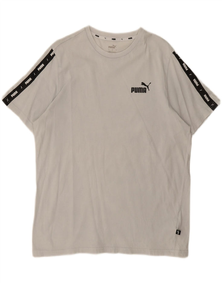 PUMA Mens Graphic T-Shirt Top Large White Colourblock Cotton Vintage Puma and Second-Hand Puma from Messina Hembry 