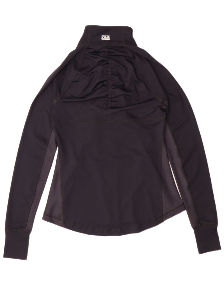 FILA Womens Tracksuit Top Jacket UK 6 XS Black Colourblock Polyester