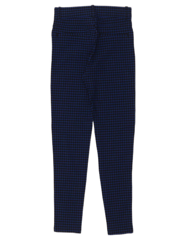 Zara Dame Skinny Casual Bukser Small W26 L28 Blue Gingham