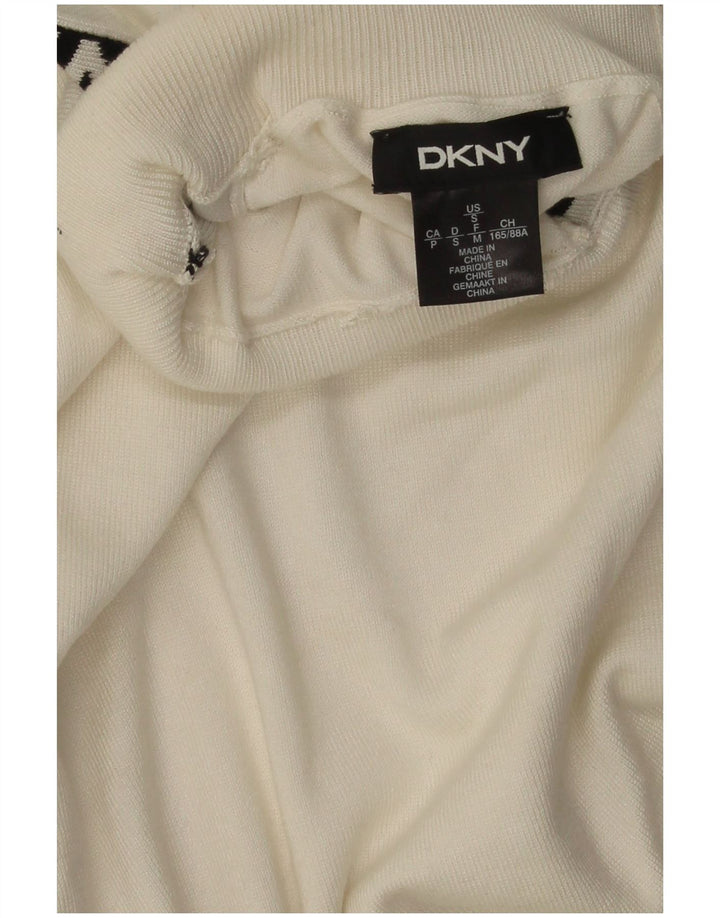 Dkny Dame grafisk rullehals sweater UK 10 Small White Colourblock