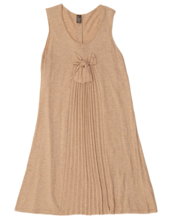 Zara Girls Ærmeløs A-Line Kjole 13-14 År Beige Viscose