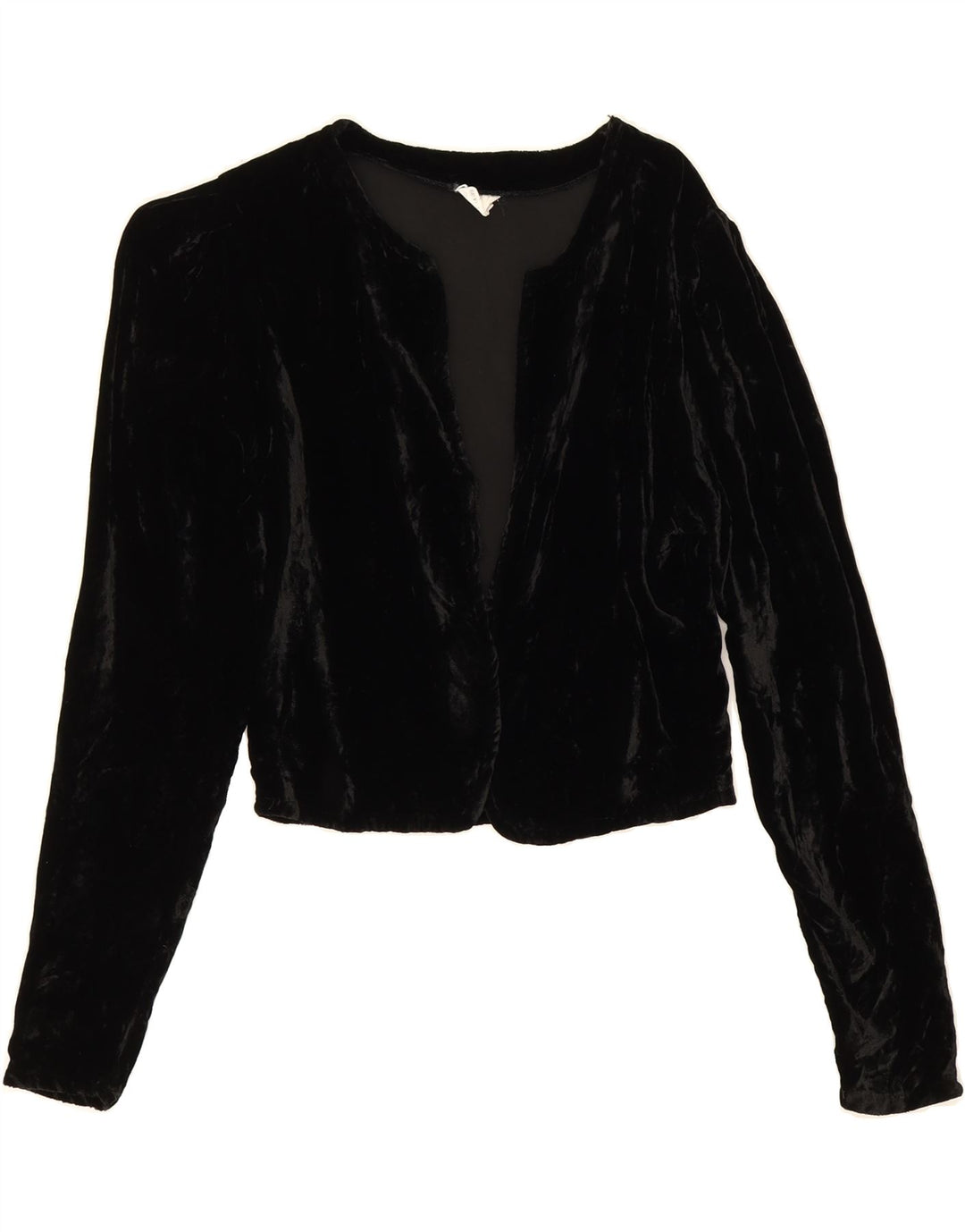 VINTAGE Womens Velour Bolero Jacket UK 10 Small Black Viscose Vintage Vintage and Second-Hand Vintage from Messina Hembry 