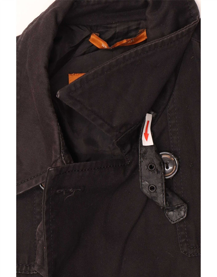 Zara Mens Pea Coat UK 38 Medium Black Cotton