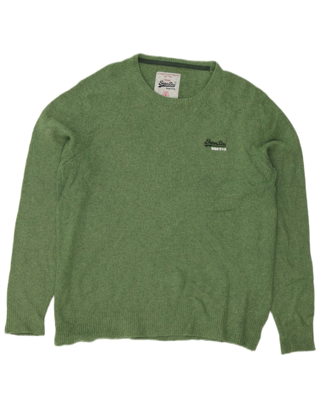 Superdry Sweater med rund hals til mænd Stor grøn lammeuld
