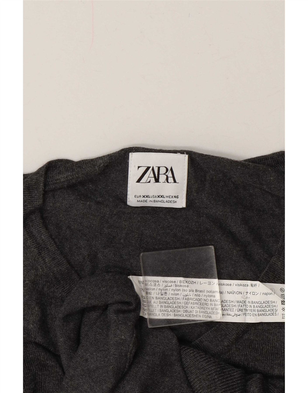 Zara Herre V-hals sweater 2XL Grå Viscose