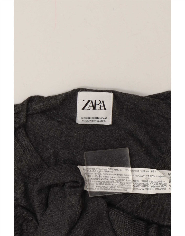 Zara Herre V-hals sweater 2XL Grå Viscose