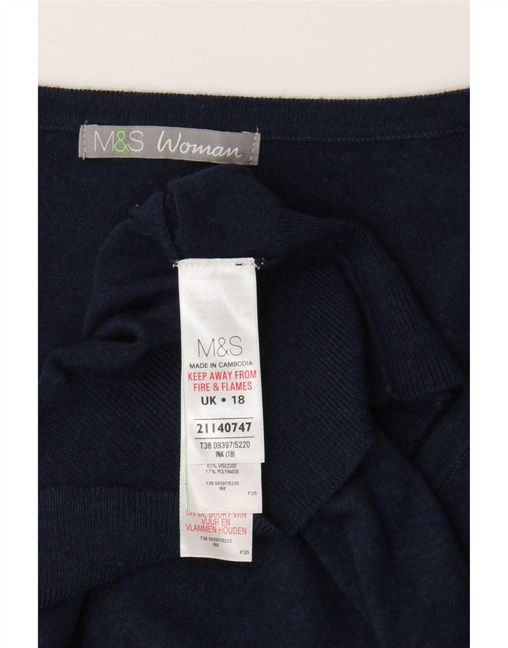 Marks & Spencer Dame Cardigan Sweater UK 18 XL Navy Blue Viscose