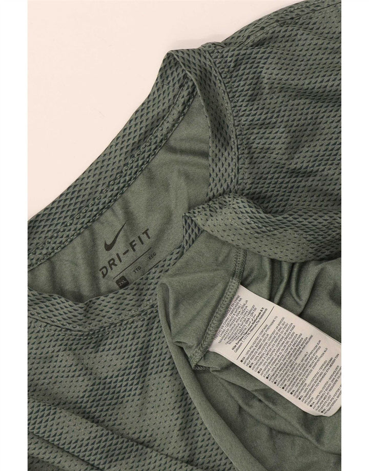 Nike Herre Dri Fit T-Shirt Top 2XL Grøn Camouflage Polyester
