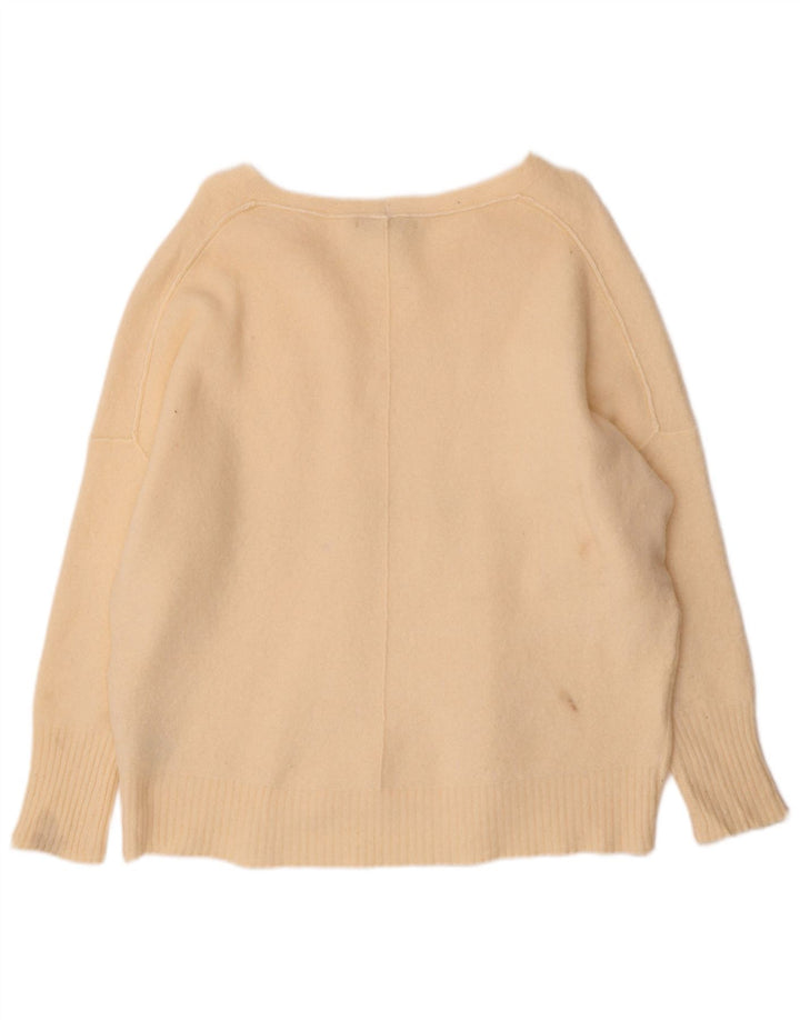 All Saints Dame Oversized V-hals sweater UK 14 Medium Beige Uld