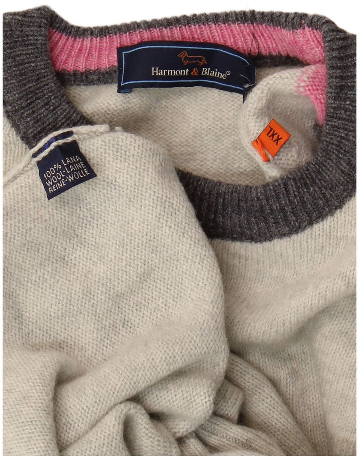 Harmont & Blaine dame sweater med rund hals 2XL grå farveblok