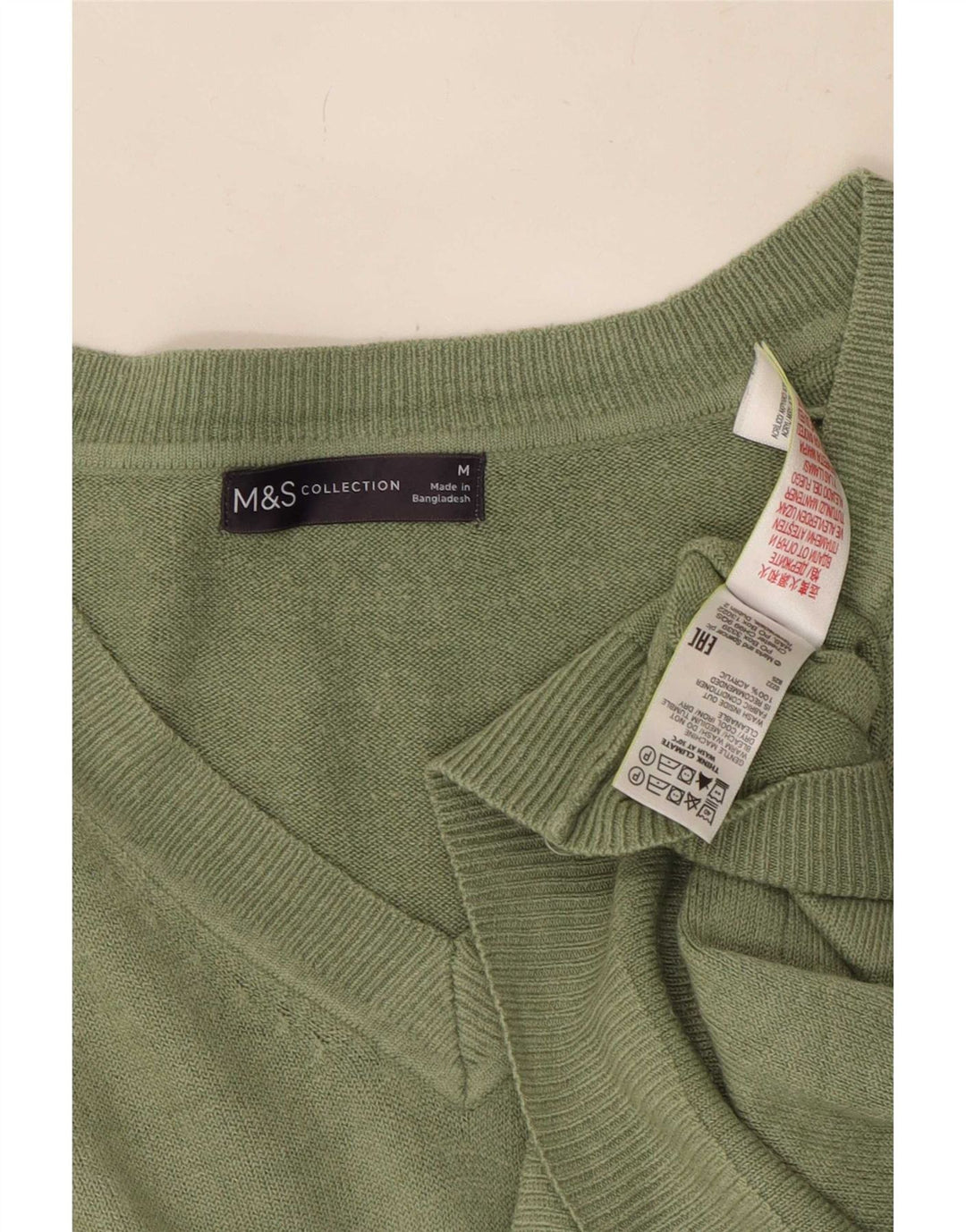 Marks & Spencer Dame V-hals sweater UK 14 Medium Grøn Akryl