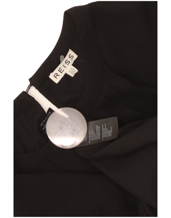 Reiss Dame A-Line Kjole UK 14 Stor Sort Polyester