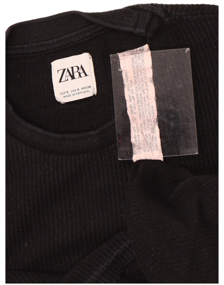 ZARA Herre T-Shirt Top Lille Sort Bomuld