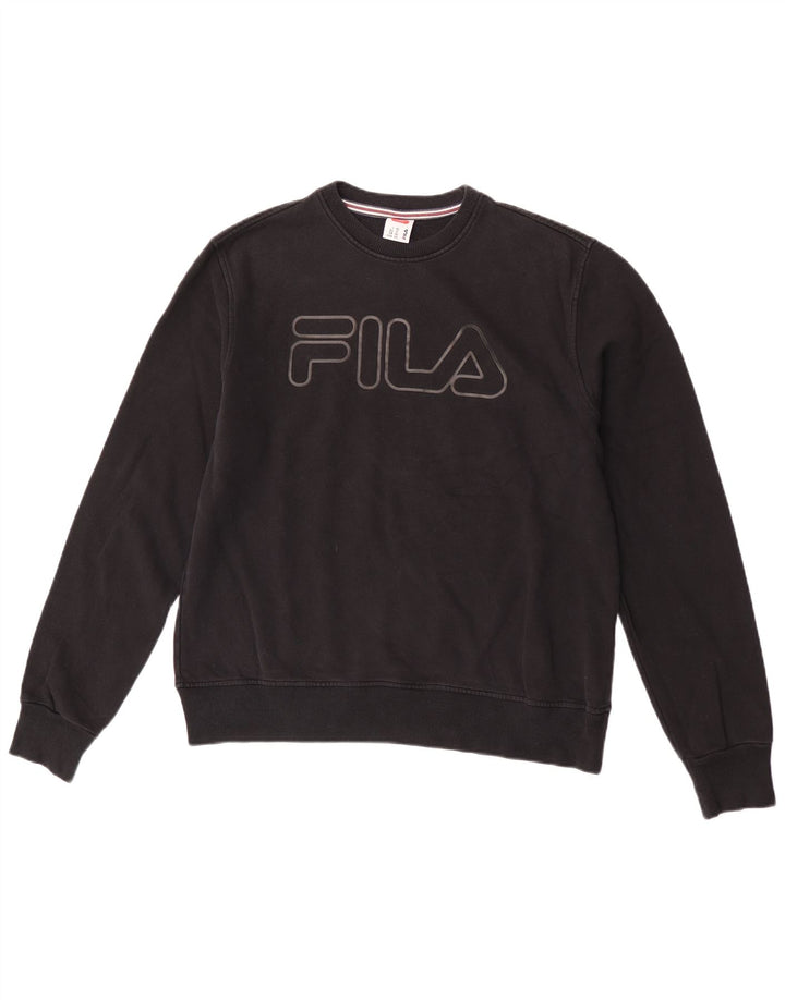 Fila Dame Grafisk Sweatshirt Jumper IT 42 Medium Sort Bomuld