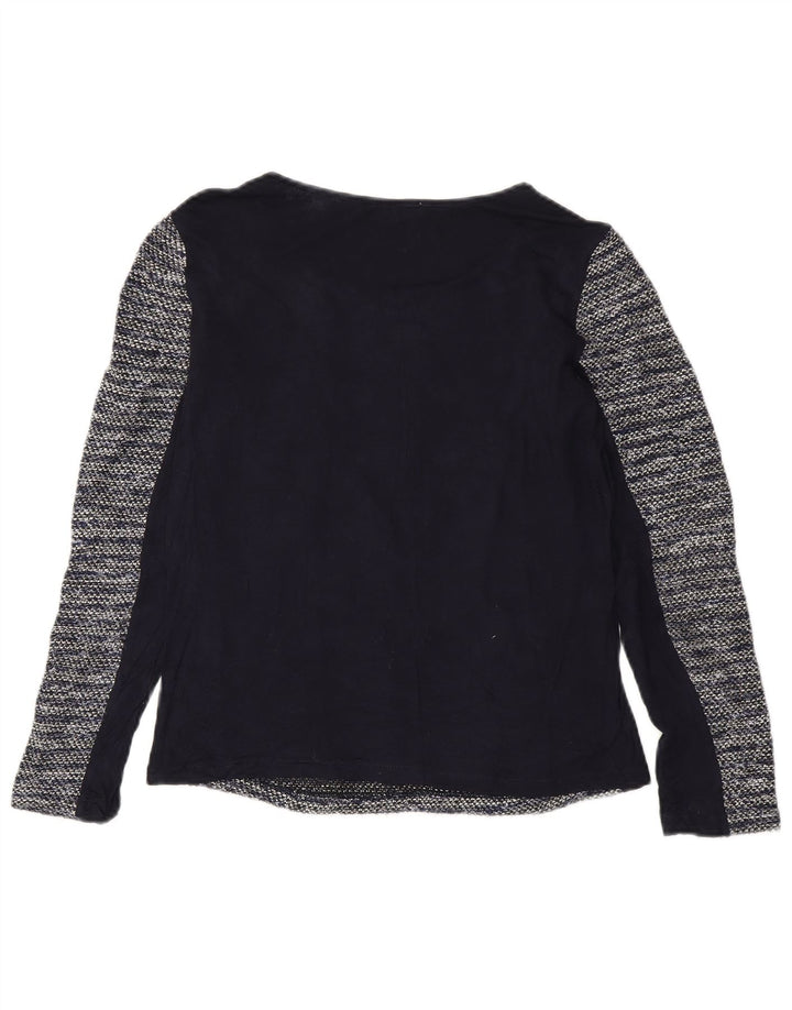 Oasis Dame Top Langærmet UK 10 Lille Marineblå Stribet Polyester