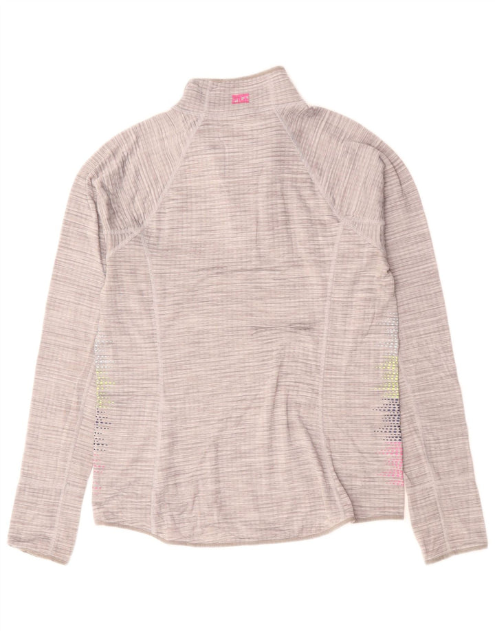Fila Womens Zip Neck Pullover Træningsdragt Top UK 14 Medium Grey Flecked