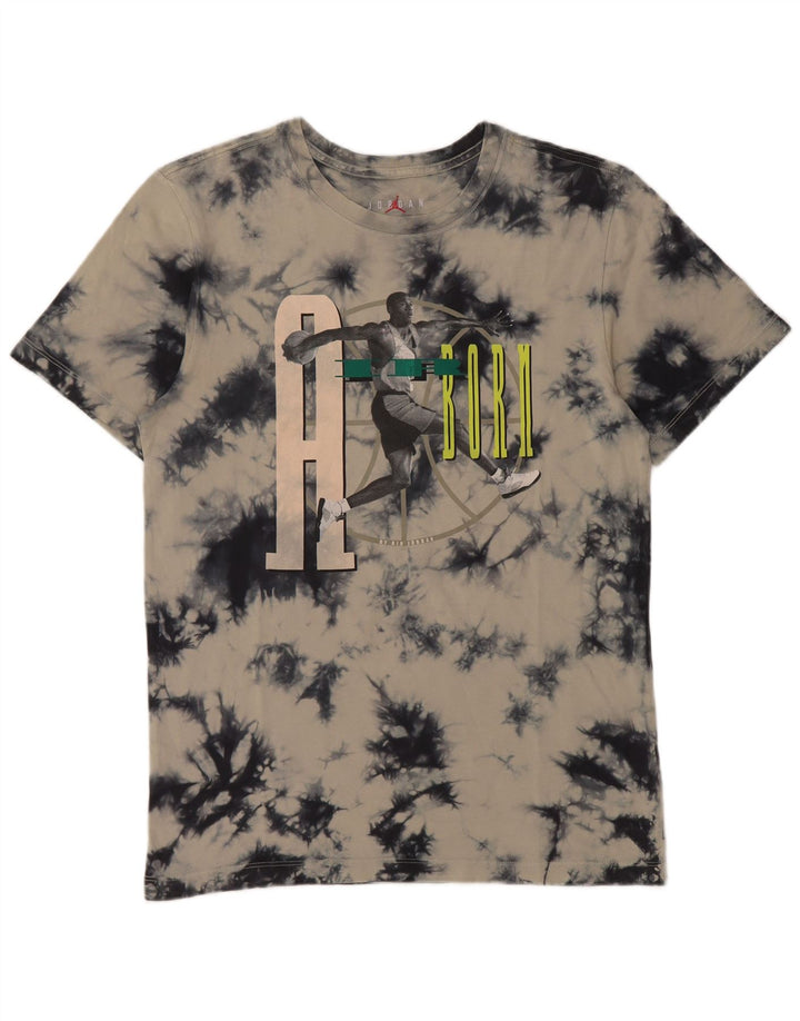 Jordan Herre grafisk T-shirt Top Lille grå Tie Dye Bomuld
