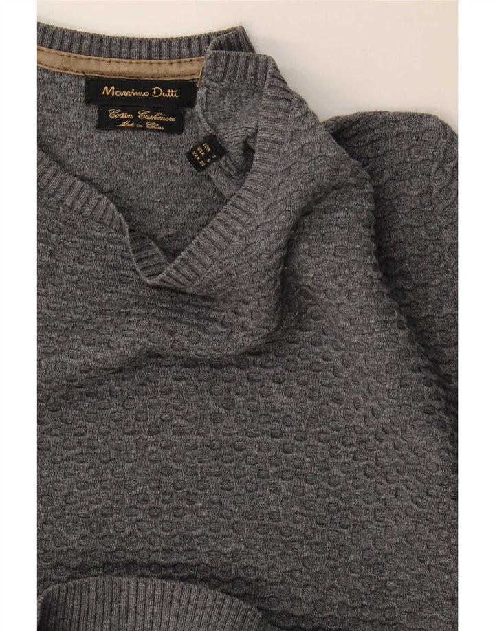 Massimo Dutti Herre Boat Neck Jumper Sweater Lille Grå Bomuld