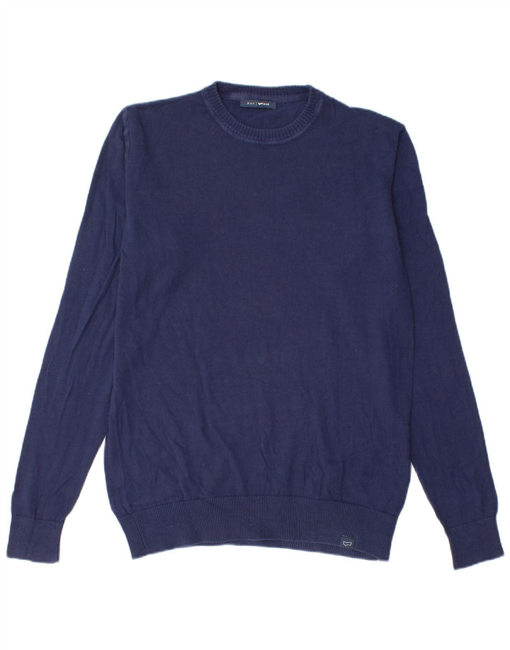 Gas Herre Crew Neck Jumper Sweater Medium Navy Blue Bomuld