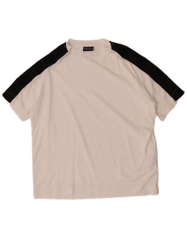 Emporio Armani Herre T-Shirt Top Medium White Colourblock Lyocell