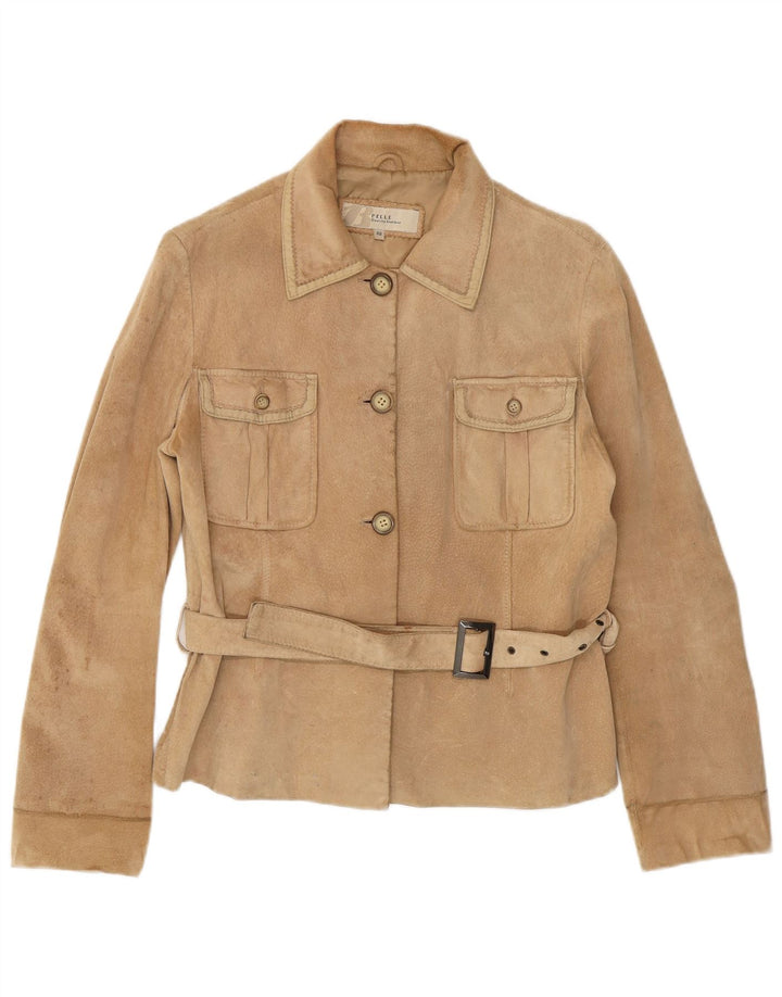 Vintage dame ruskindsjakke IT 48 XL beige læder