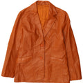 Stefanel Dame 2-knaps Læder Blazer Jacket UK 12 Medium Brun Læder